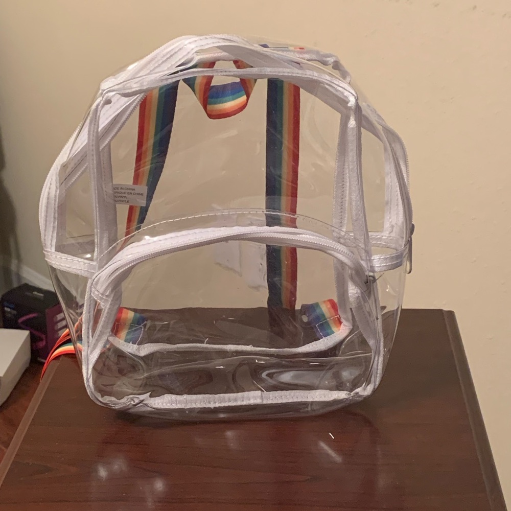 Rainbow Strapped Clear Backpack